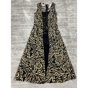 Jennifer Dress Womens Small Black Sleeveless Midi Rayon Lined‎ 90s